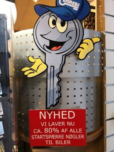 Skilt med 80% rabat på nøgler